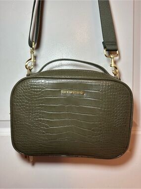 Twelve Little Olive Croc-Embossed Crossbody Bag